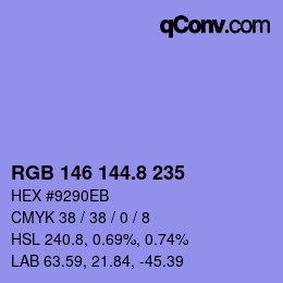 Color code: RGB 146 144.8 235 | qconv.com