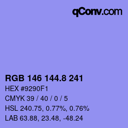 Color code: RGB 146 144.8 241 | qconv.com