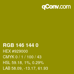 Color code: RGB 146 144 0 | qconv.com