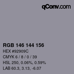 Color code: RGB 146 144 156 | qconv.com