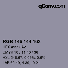 颜色代码: RGB 146 144 162 | qconv.com