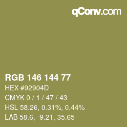 カラーコード: RGB 146 144 77 | qconv.com