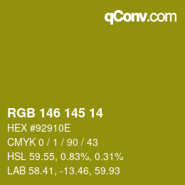 Color code: RGB 146 145 14 | qconv.com