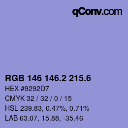 カラーコード: RGB 146 146.2 215.6 | qconv.com