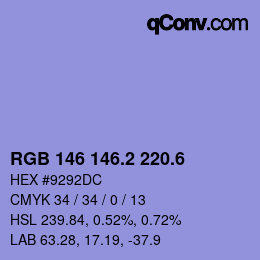 カラーコード: RGB 146 146.2 220.6 | qconv.com