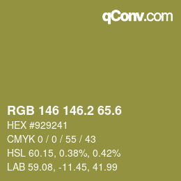 カラーコード: RGB 146 146.2 65.6 | qconv.com