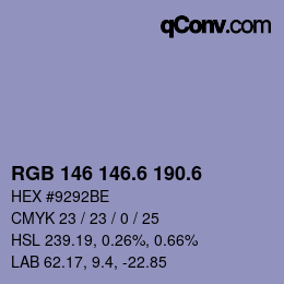 カラーコード: RGB 146 146.6 190.6 | qconv.com