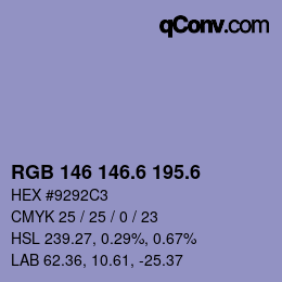 カラーコード: RGB 146 146.6 195.6 | qconv.com