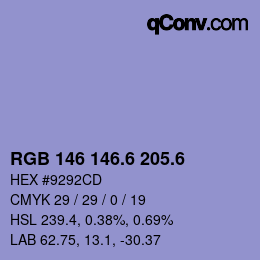 カラーコード: RGB 146 146.6 205.6 | qconv.com