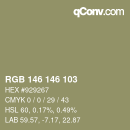 Color code: RGB 146 146 103 | qconv.com