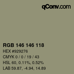 カラーコード: RGB 146 146 118 | qconv.com