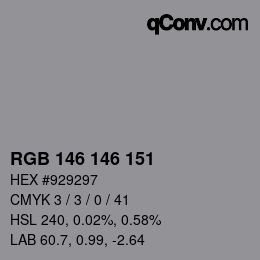 Color code: RGB 146 146 151 | qconv.com