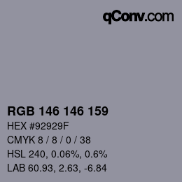 Color code: RGB 146 146 159 | qconv.com