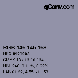 Color code: RGB 146 146 168 | qconv.com