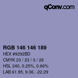 Color code: RGB 146 146 189 | qconv.com