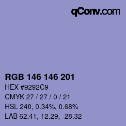 Código de color: RGB 146 146 201 | qconv.com