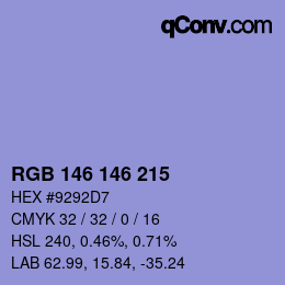 カラーコード: RGB 146 146 215 | qconv.com