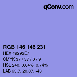 Color code: RGB 146 146 231 | qconv.com