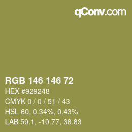 Color code: RGB 146 146 72 | qconv.com