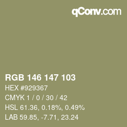 Color code: RGB 146 147 103 | qconv.com