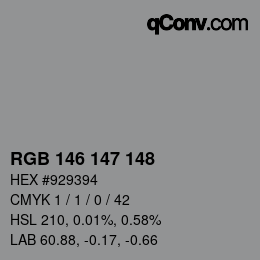 Color code: RGB 146 147 148 | qconv.com