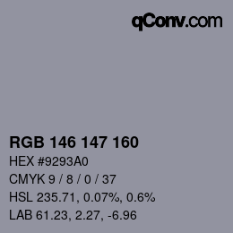 Color code: RGB 146 147 160 | qconv.com