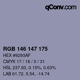 Color code: RGB 146 147 175 | qconv.com