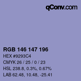 颜色代码: RGB 146 147 196 | qconv.com