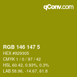 カラーコード: RGB 146 147 5 | qconv.com