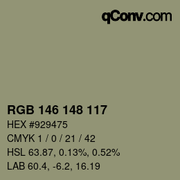颜色代码: RGB 146 148 117 | qconv.com