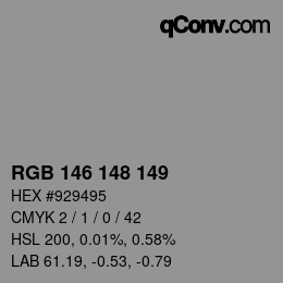 Color code: RGB 146 148 149 | qconv.com