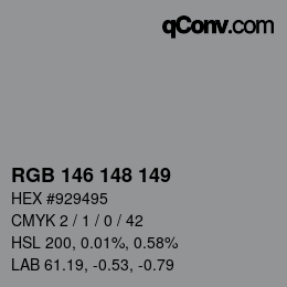 颜色代码: RGB 146 148 149 | qconv.com