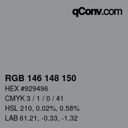 Farbcode: RGB 146 148 150 | qconv.com