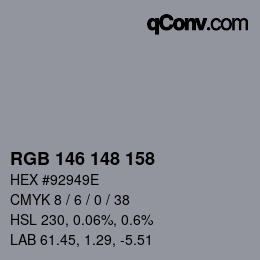 颜色代码: RGB 146 148 158 | qconv.com