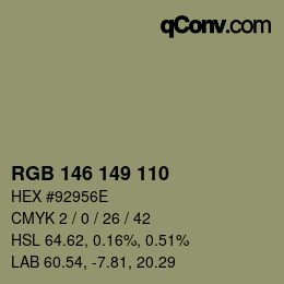 カラーコード: RGB 146 149 110 | qconv.com