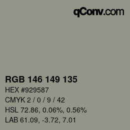 カラーコード: RGB 146 149 135 | qconv.com