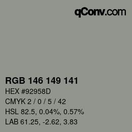 Color code: RGB 146 149 141 | qconv.com