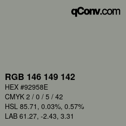 Código de color: RGB 146 149 142 | qconv.com