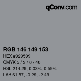 Color code: RGB 146 149 153 | qconv.com