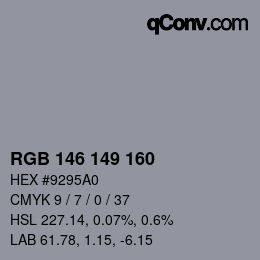 颜色代码: RGB 146 149 160 | qconv.com