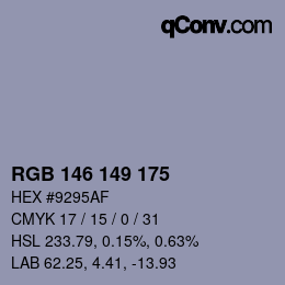 Color code: RGB 146 149 175 | qconv.com