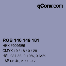 颜色代码: RGB 146 149 181 | qconv.com