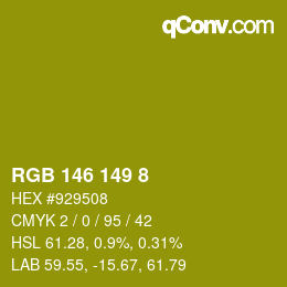 カラーコード: RGB 146 149 8 | qconv.com