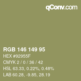 Código de color: RGB 146 149 95 | qconv.com