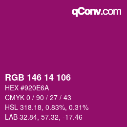 カラーコード: RGB 146 14 106 | qconv.com