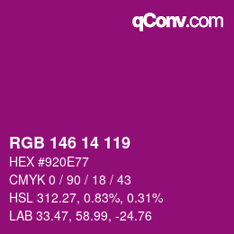 Color code: RGB 146 14 119 | qconv.com