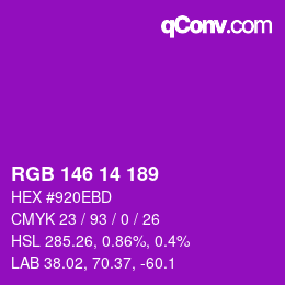 Color code: RGB 146 14 189 | qconv.com