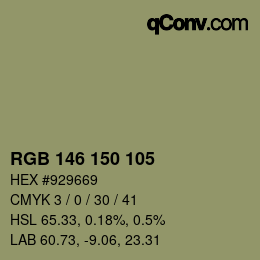カラーコード: RGB 146 150 105 | qconv.com