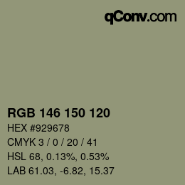 カラーコード: RGB 146 150 120 | qconv.com