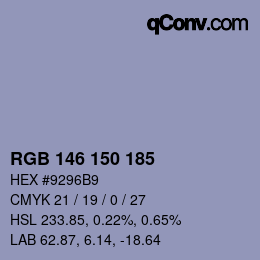 Color code: RGB 146 150 185 | qconv.com